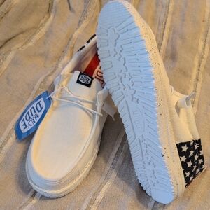 Hey Dude White and Black Star Canvas Shoes